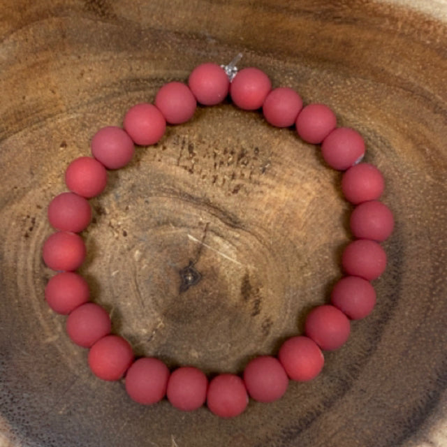 Inga Ann's Matte Dark Red Beaded Bracelet - 8mm Beads