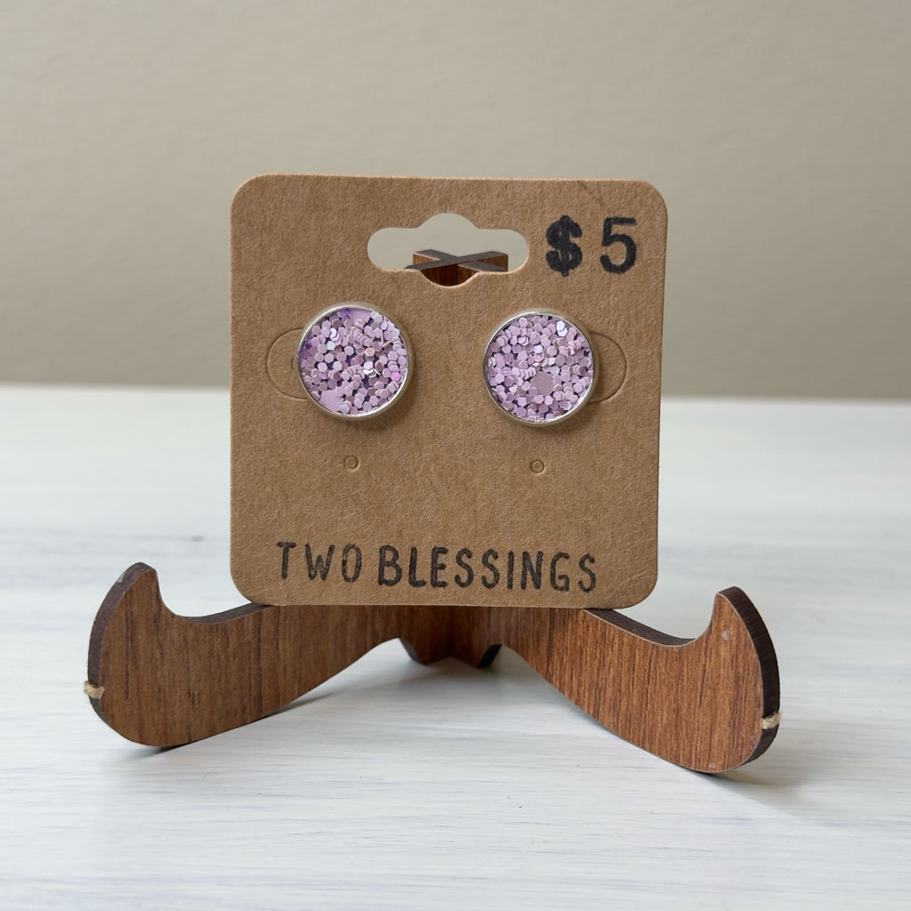 Two Blessings Earrings - Lavender Glitter