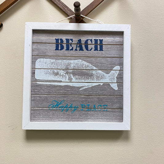 Beach Happy Place Whale Sign