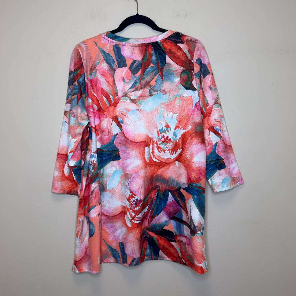 Soft Surroundings Floral Print Tunic Top - Size Large