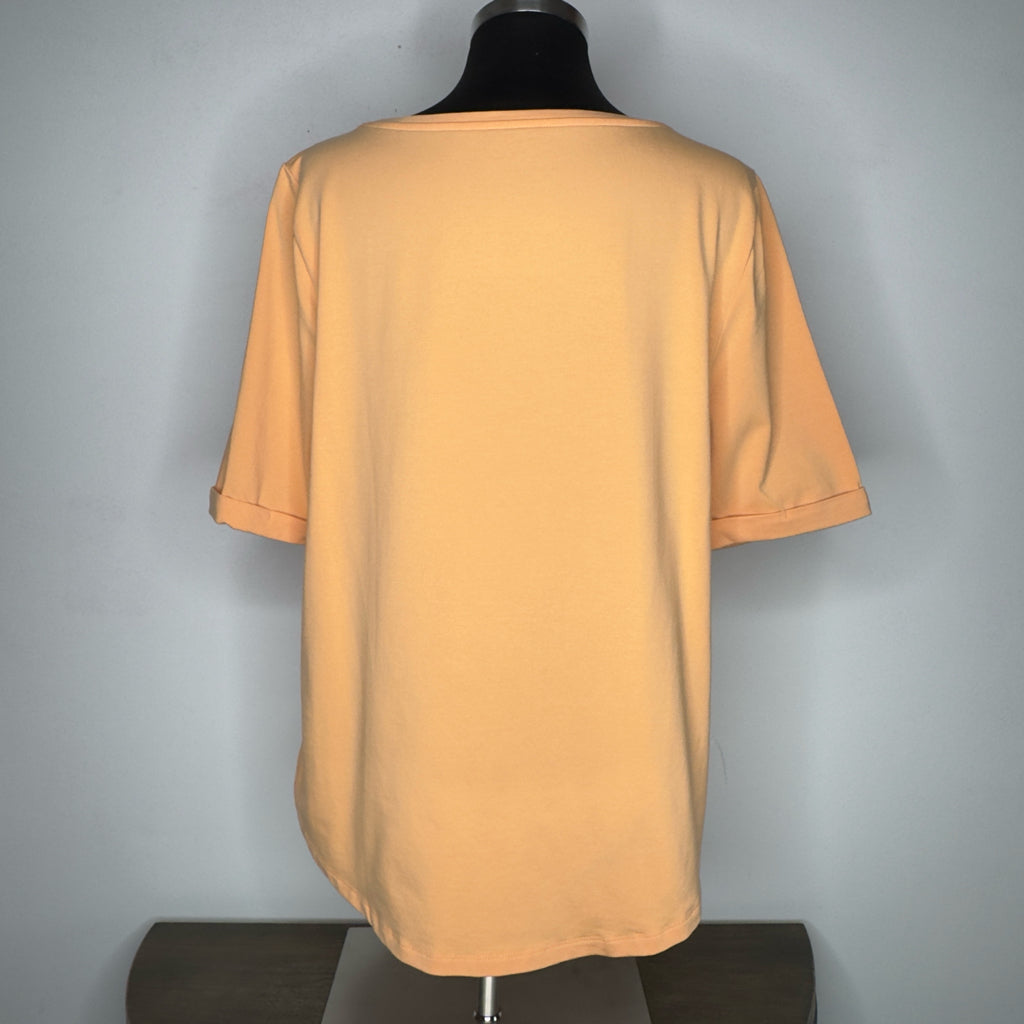 Chico's Orange Short Sleeve Cuffed Sleeve Tee - Size Large
