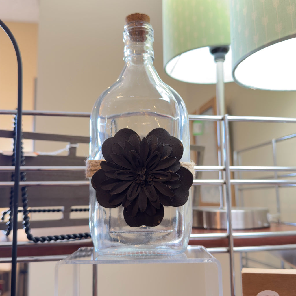 Glass Jar w/Metal Flower