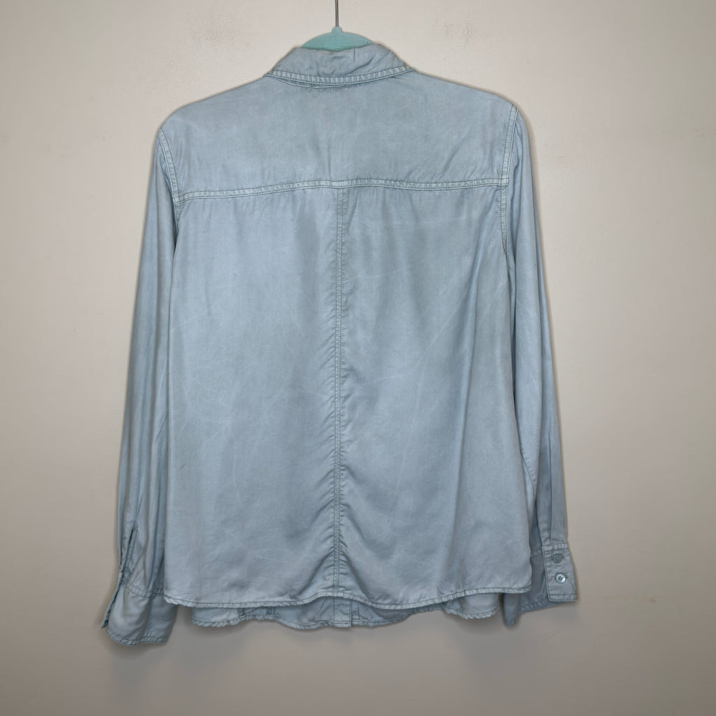 Chico's Split Cuff Denim Pocket Shirt - Size Large