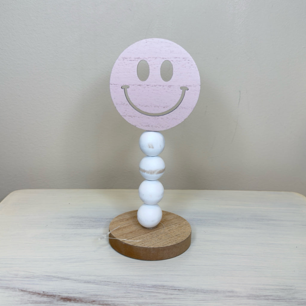 Smiley Face Beaded Wood Decor