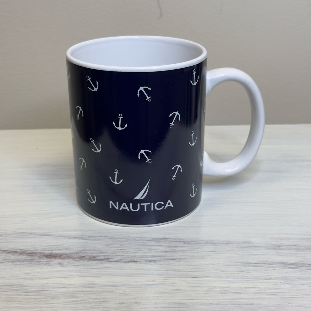 Nautica Navy Blue & White Anchor Print Mug