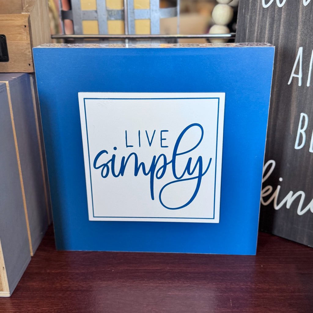 Live Simply Box Sign