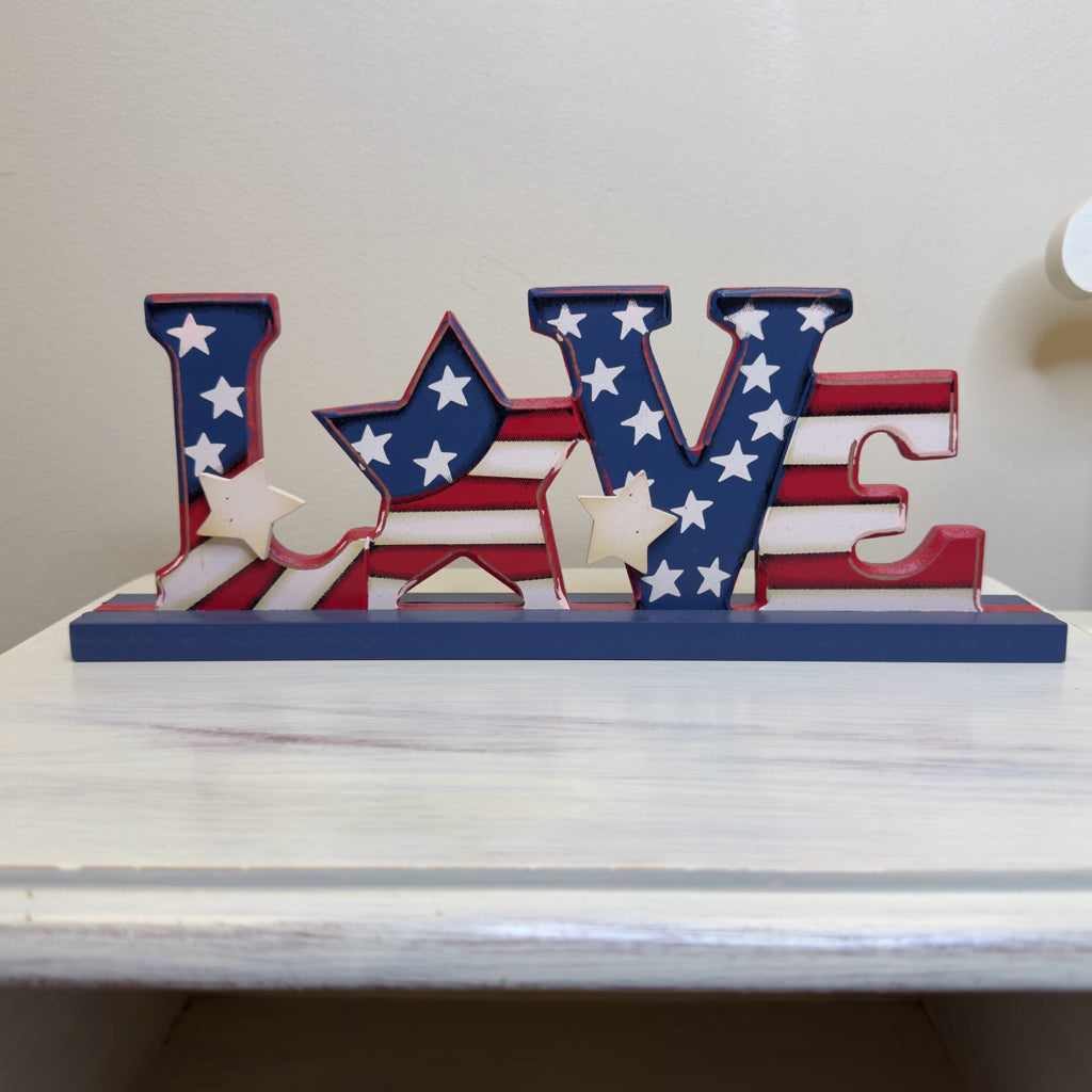 Primitive Red, White & Blue Love Sign