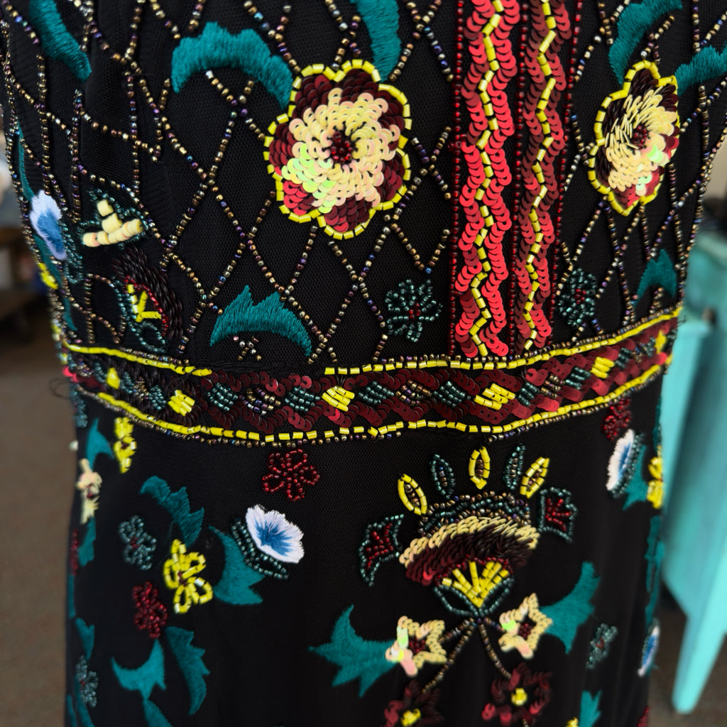 Aiden Embroidered Beaded Dress - Size 10