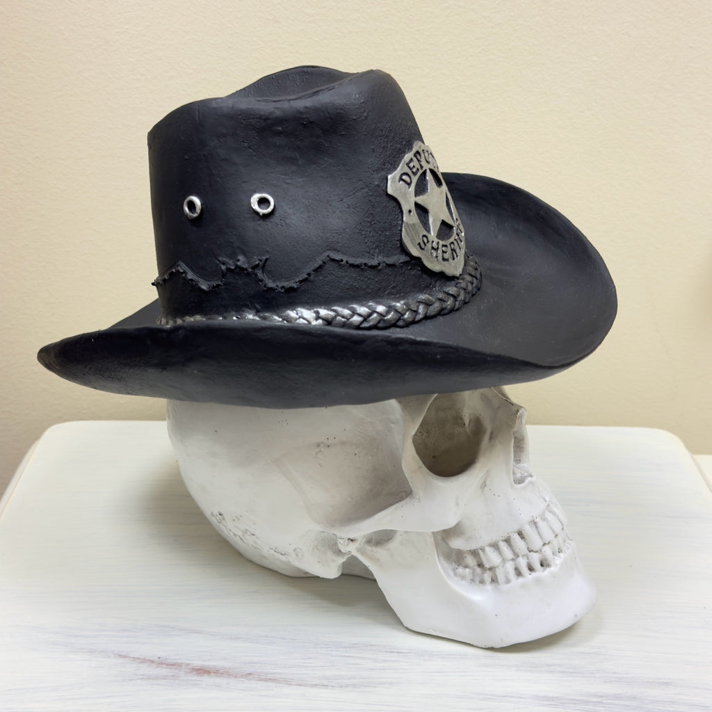 Halloween Skull w/Deputy Sheriff Hat