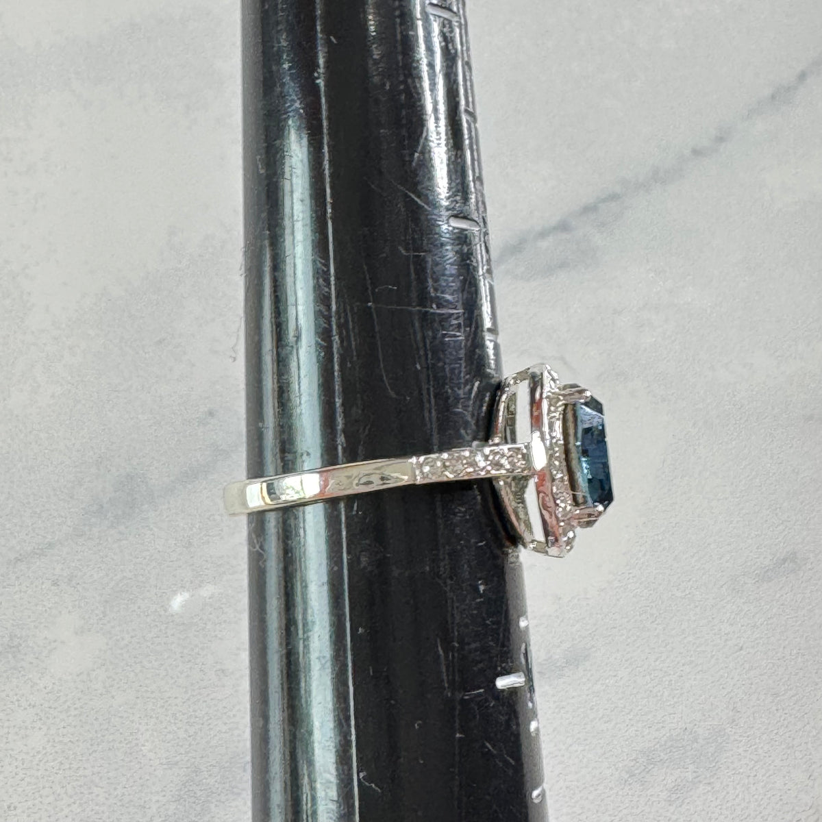 Oval London Blue Topaz Classic Halo Ring - Size 9