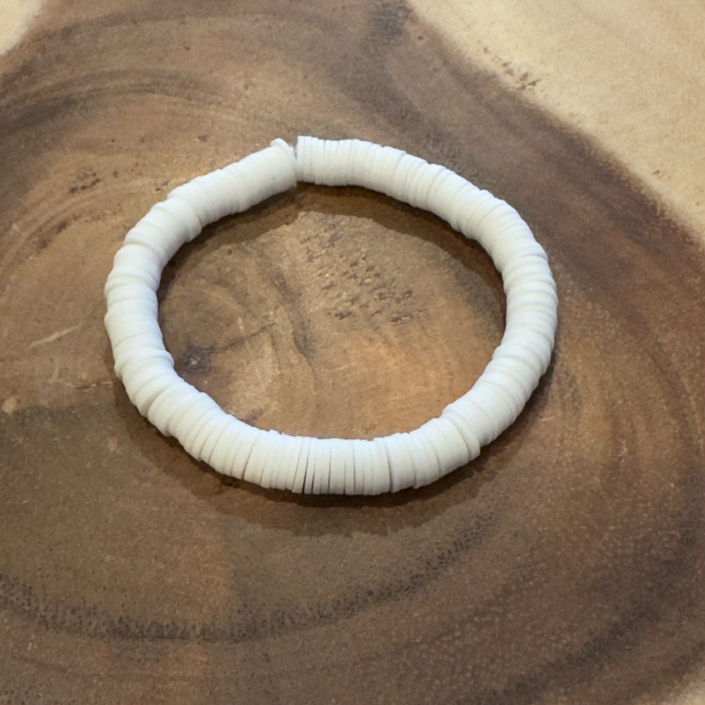 Inga Ann's White Heishi Beaded Bracelet