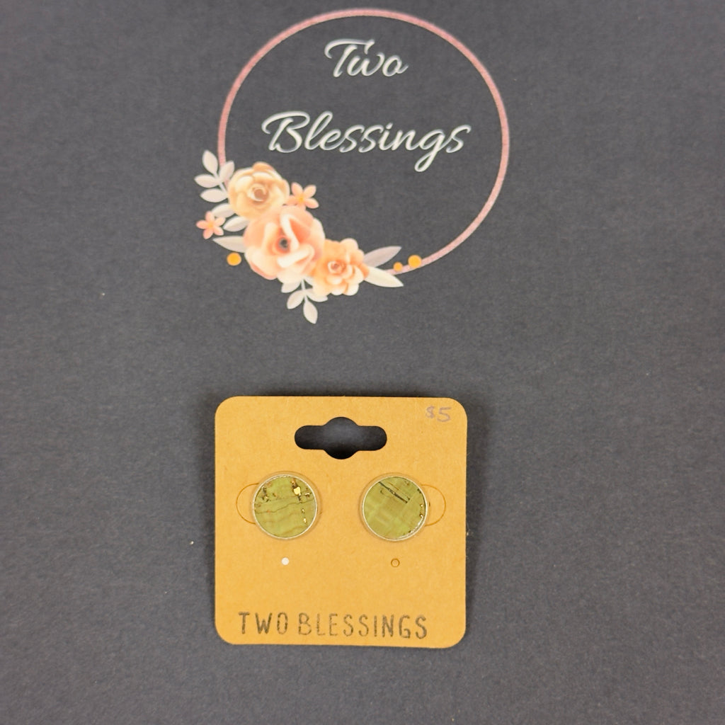 Two Blessings Earrings - Green & Gold