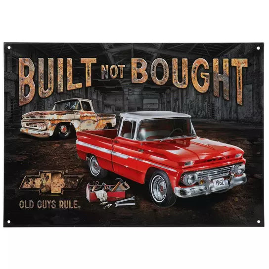 Built Not Bought Chevy Truck Metal Sign