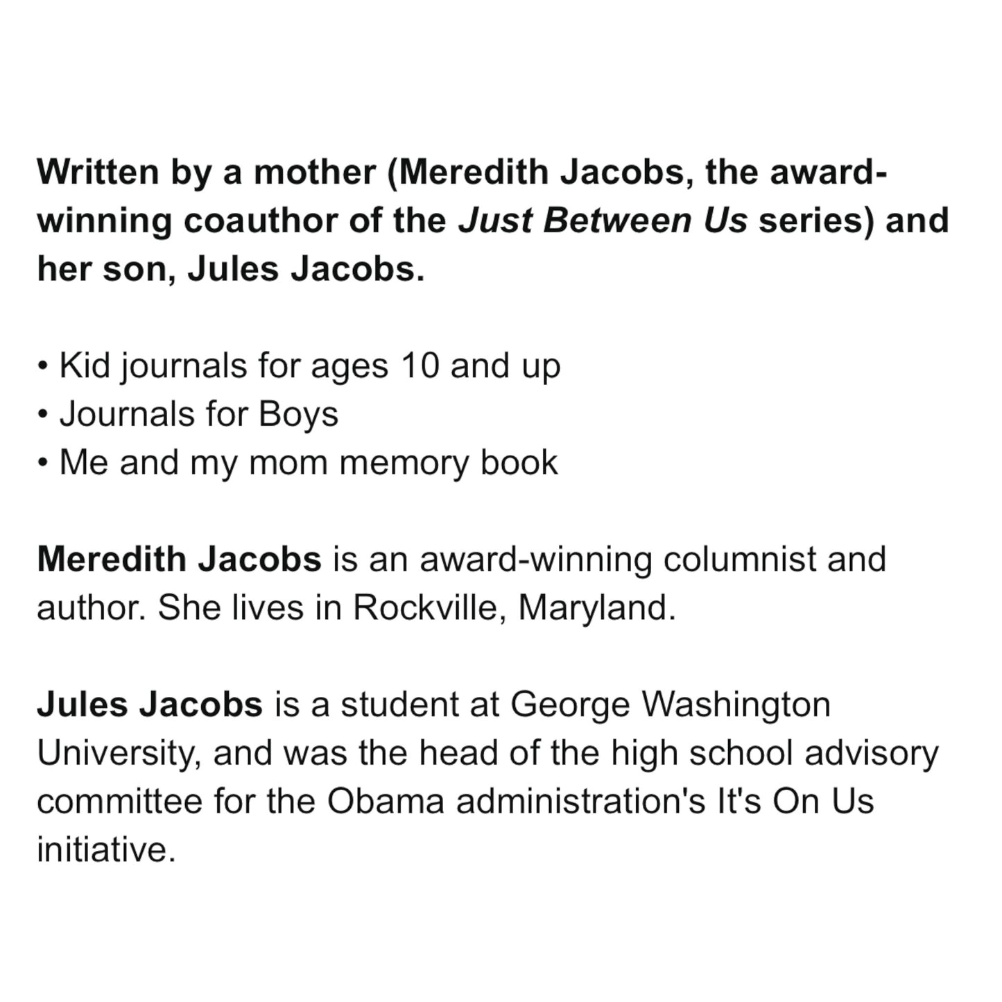 Just Between Us Mother & Son Journal