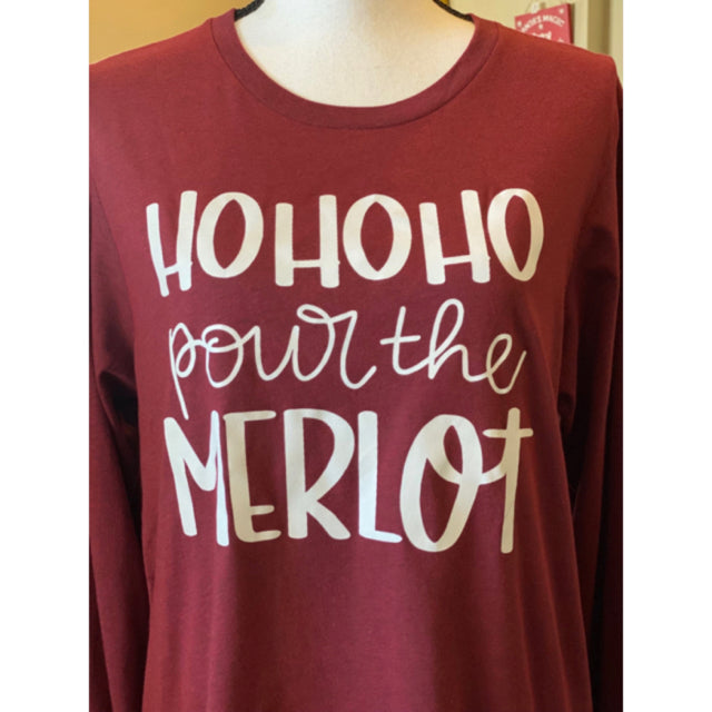 Ho Ho Ho Pour The Merlot Graphic Tee - Size XL