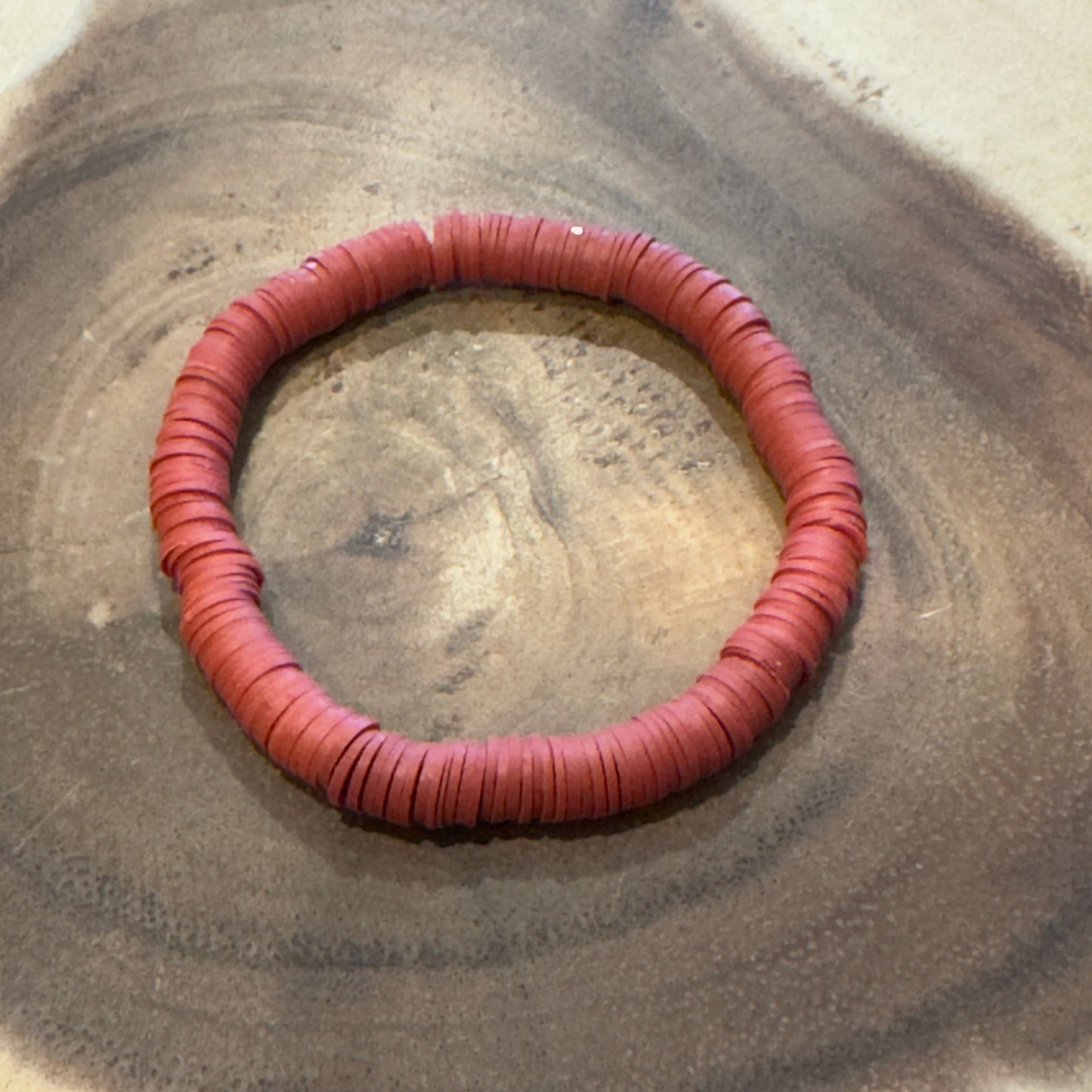 Inga Ann's Red Burgundy Heishi Beaded Bracelet