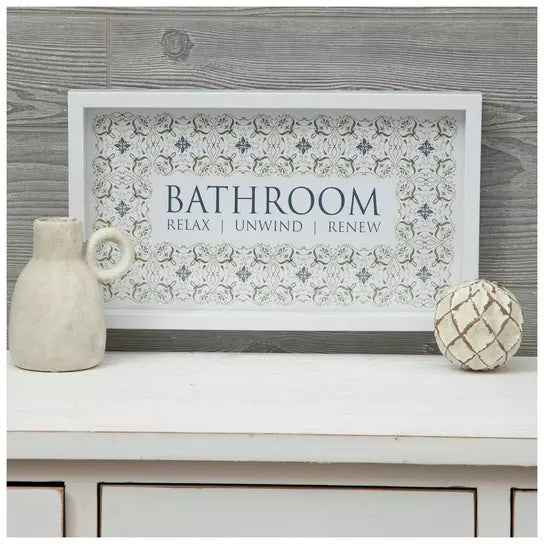Floral Bathroom Framed Wood Wall Decor