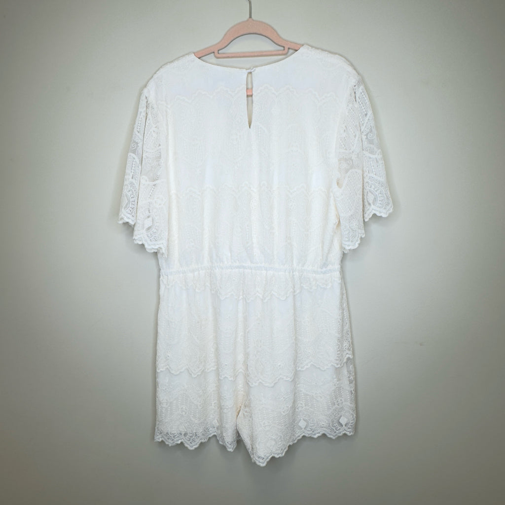 Venus Lace Overlay Romper - Size XL