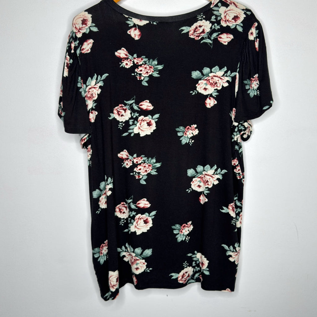 Lularoe Tulip Sleeve V-Neck Floral Tee - Size XL