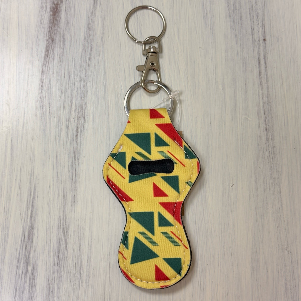 Chapstick Holders - Yellow, Red & Green Geometric Print