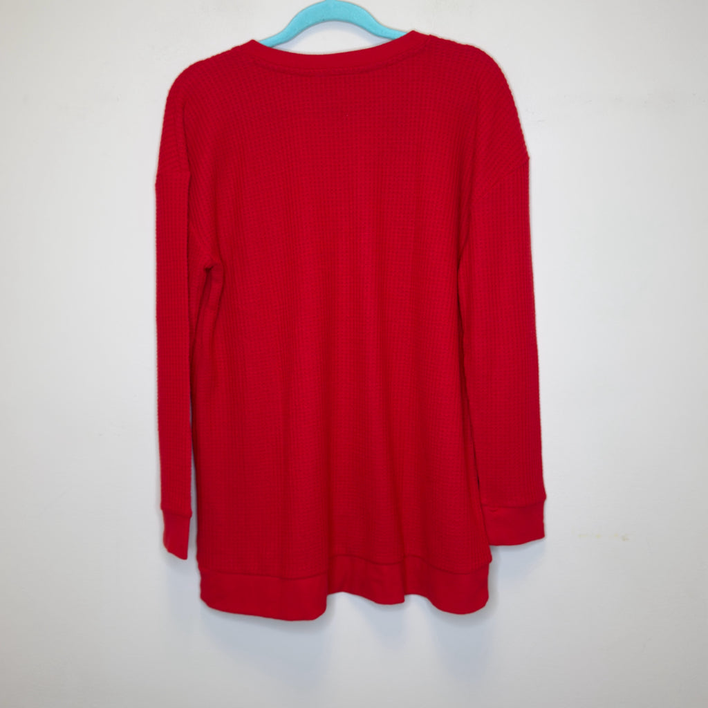 Loft Waffle Texture Notch Neck Top - Size Large
