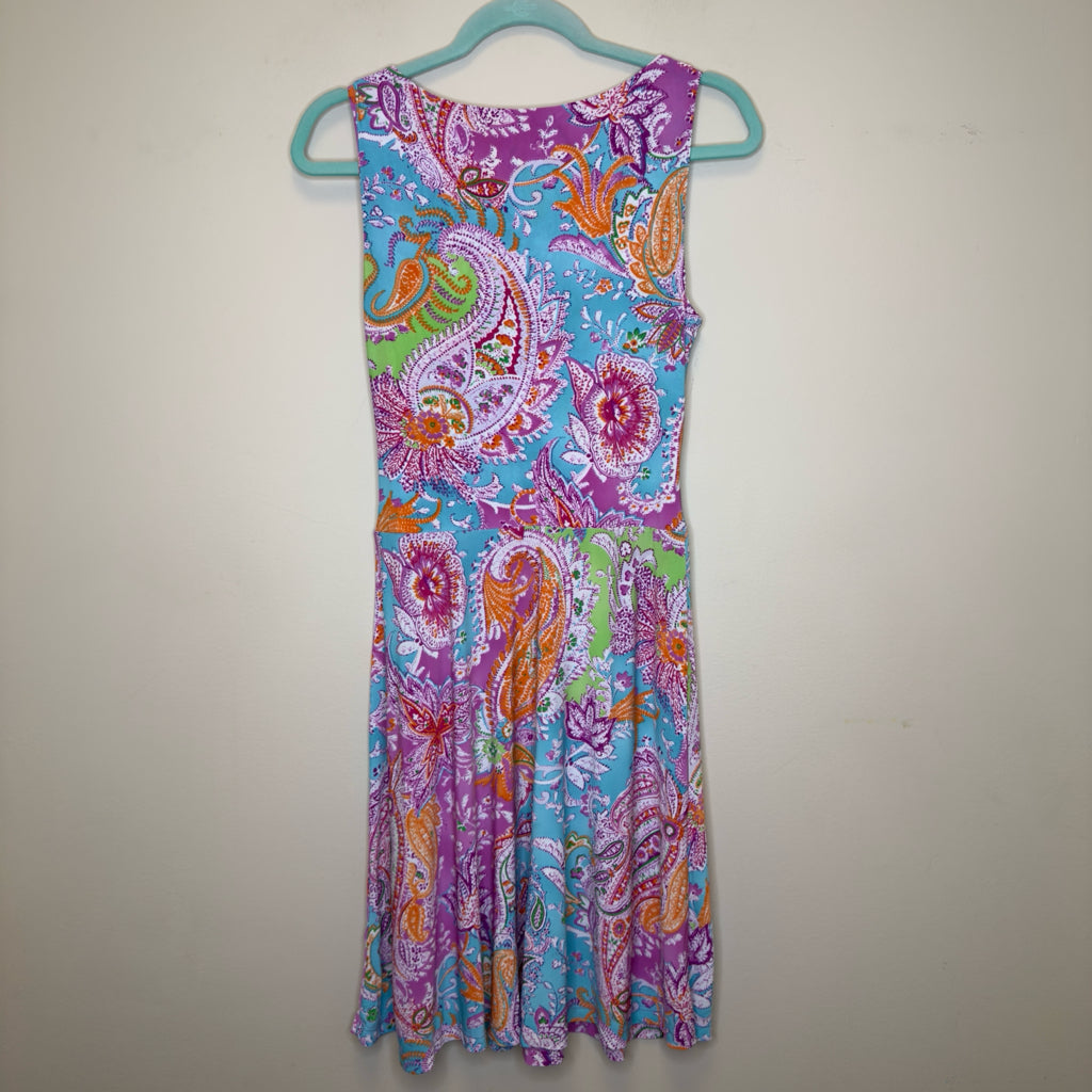 Lauren Ralph Lauren Paisley Faux Wrap Sleeveless Dress - Size Small Petite