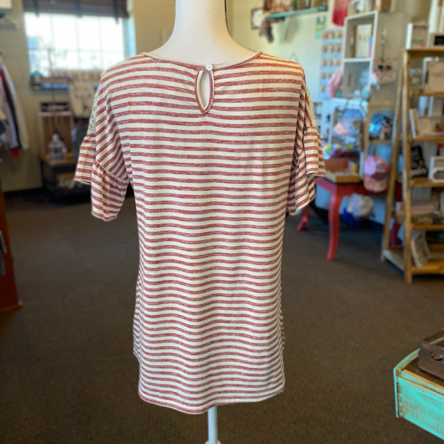 Suzanne Betro Oversized Crochet Lace Detail Top - Size Small