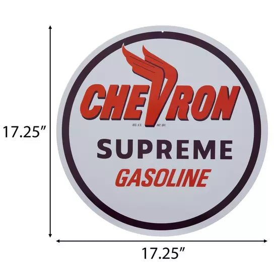 Chevron Gasoline Round Metal Sign