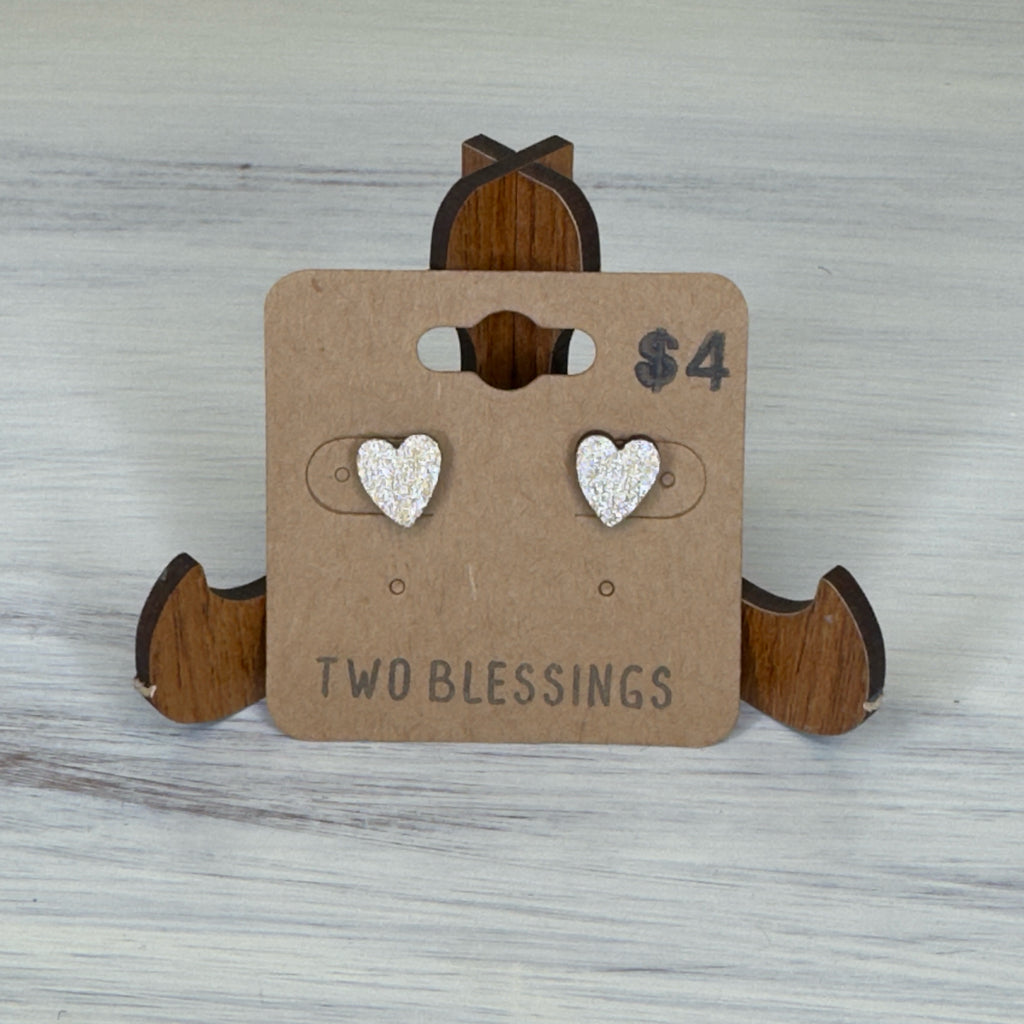 Two Blessings Earrings - Wood Heart - Gold