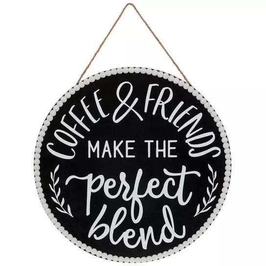 Coffee & Friends Beaded Wood Wall Decor