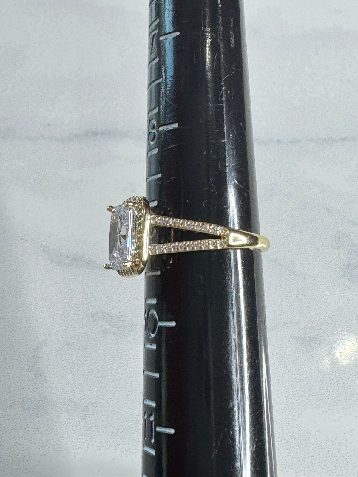 Radiant Cut Halo Engagement Ring With Pavé Split Shank - Size 9