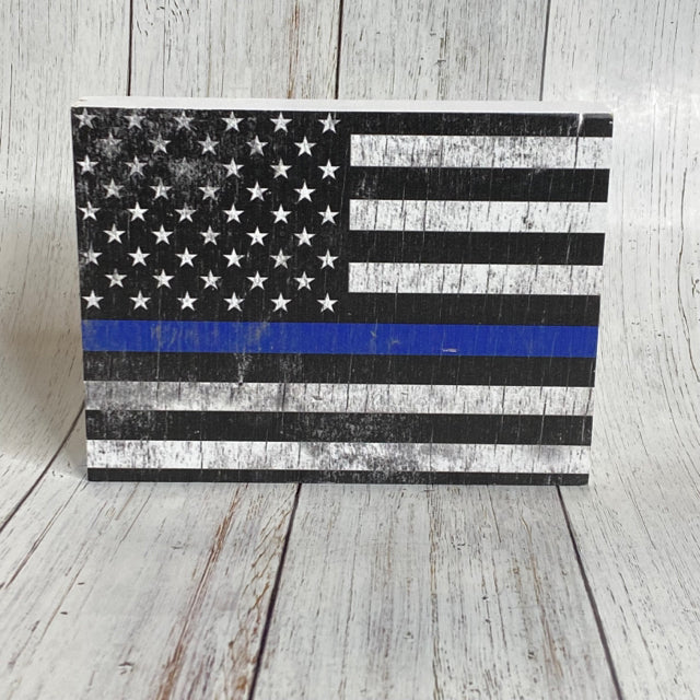 Thin Blue Line Flag Block Sign