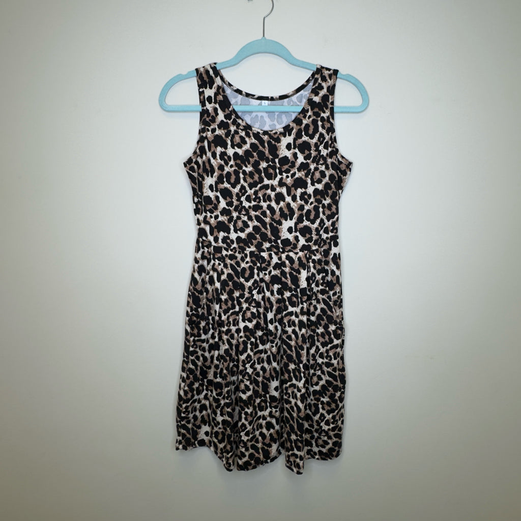 Leopard Print Sleeveless Dress - Size Small