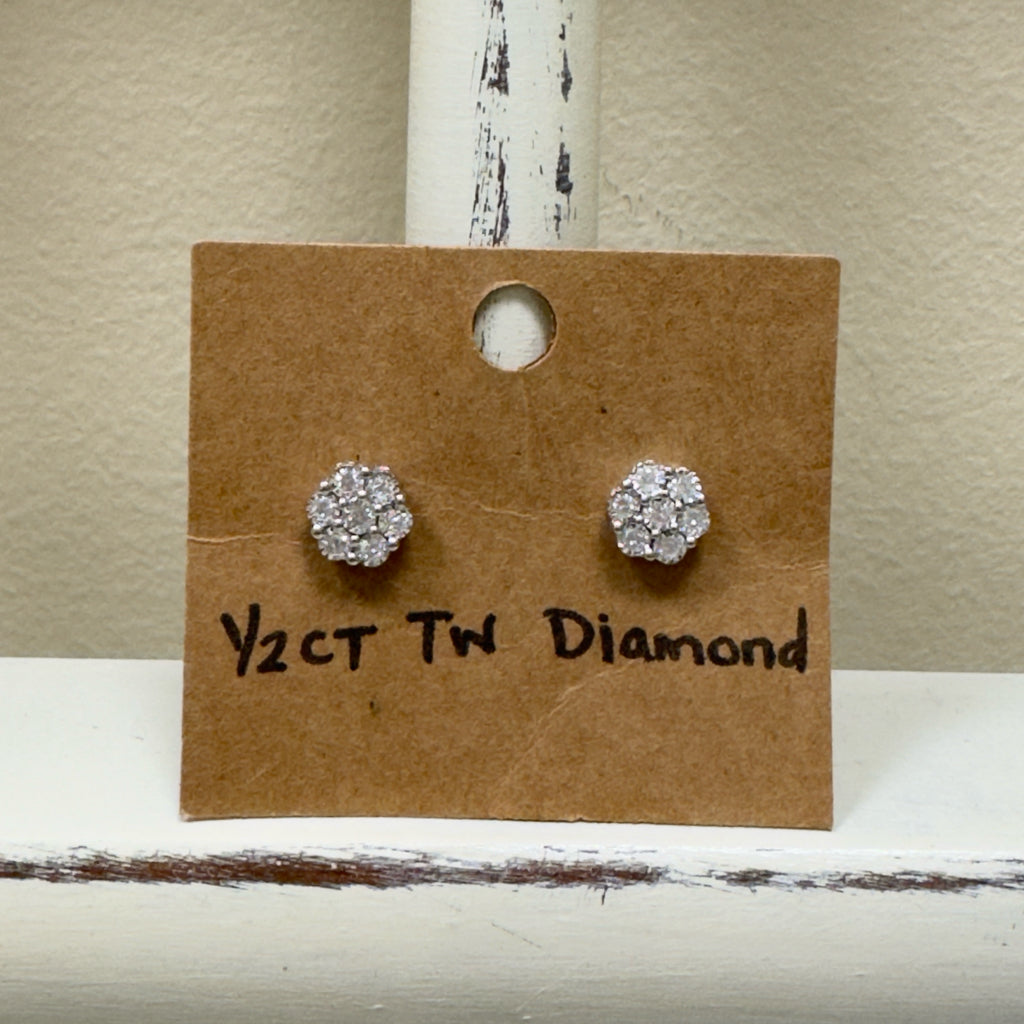 1/2 Ct. Tw. Diamond Sterling Silver Post Earrings