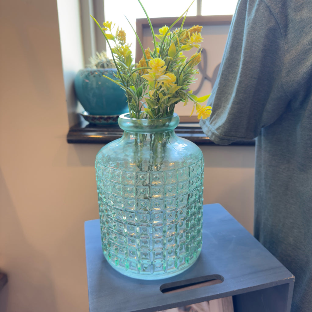 8" Green Geometric Vase