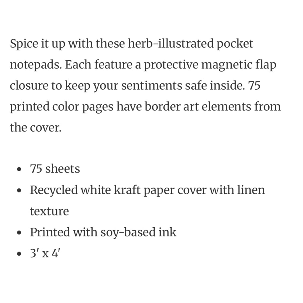 Punch Studio Thyme Pocket Notebook