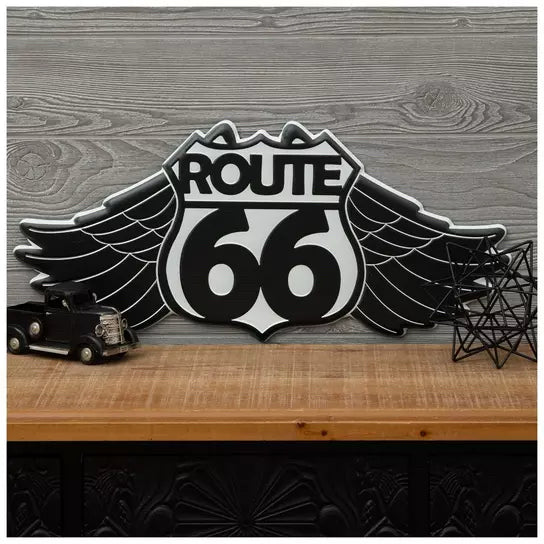 Route 66 Angel Wing Metal Wall Decor