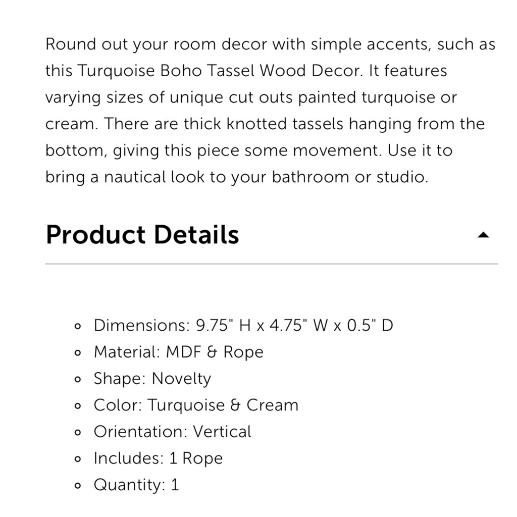 Turquoise Boho Tassel Wood Decor