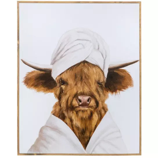 Highland Cow In Robe Wood Wall Decor