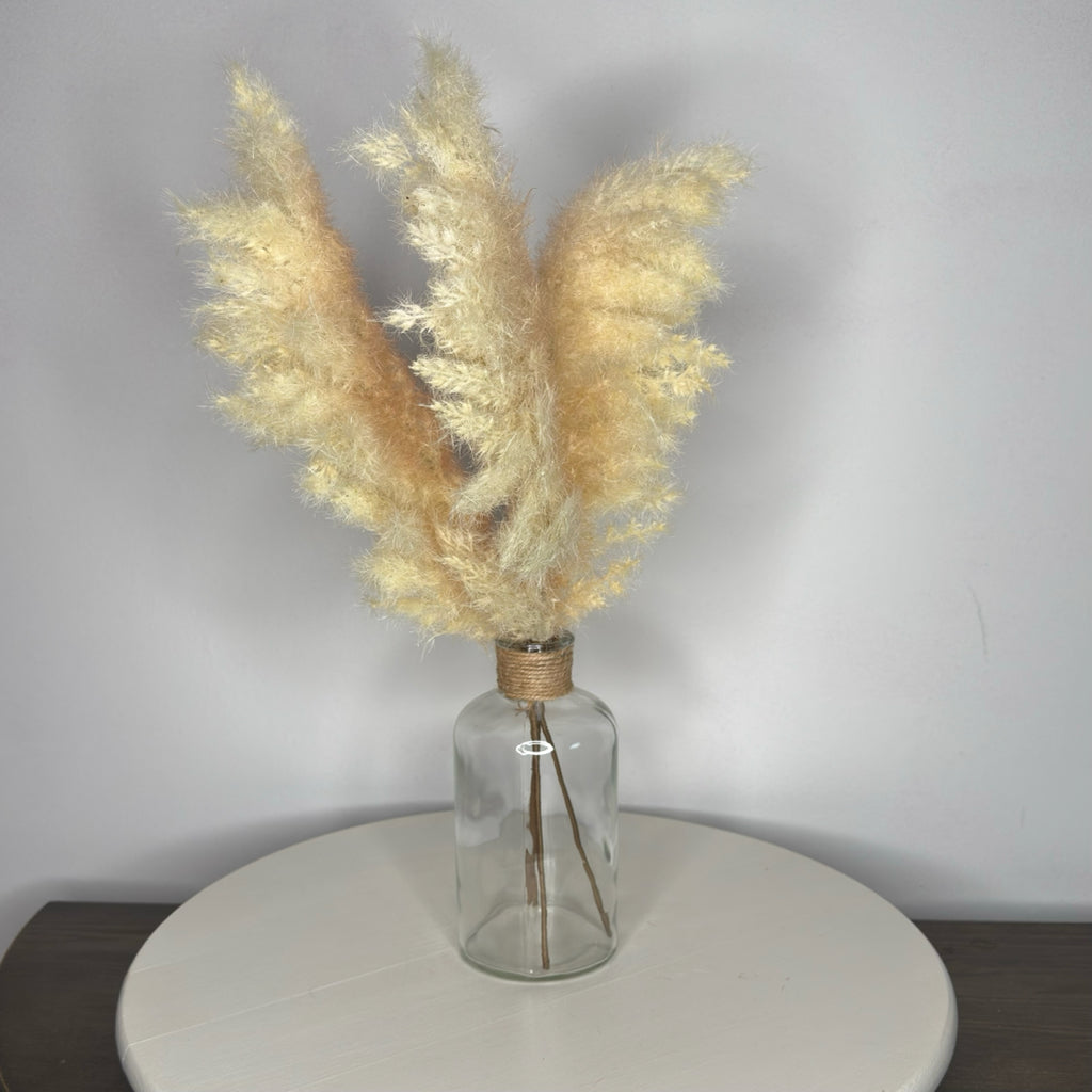 Faux Pampas Grass in Glass Vase