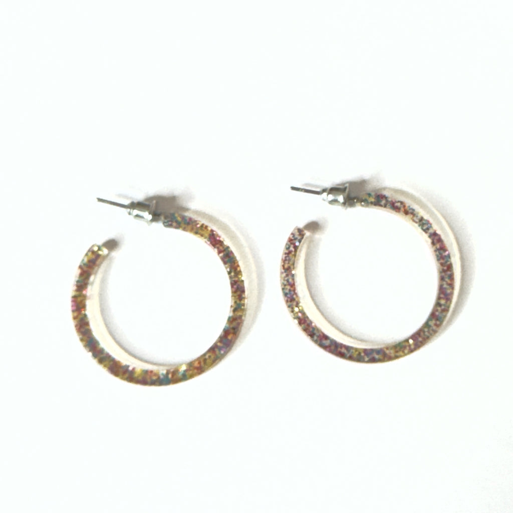 Multicolor Glitter Acetate Hoop Earrings