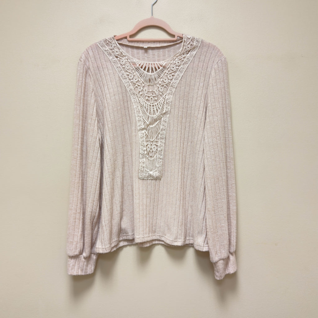 Ribbed Top w/Crochet Lace Inset - Size XXL