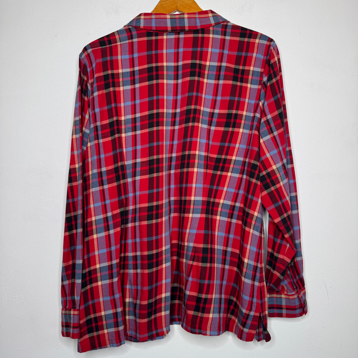 Crazy Horse Plaid Button Front Stain Resistant Top - Size 2X