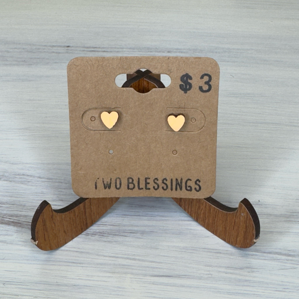 Two Blessings Earrings - Wood Heart - Peach