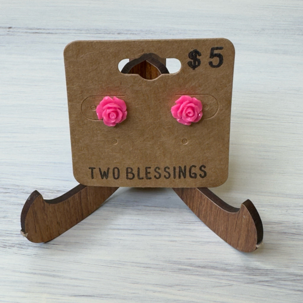 Two Blessings Earrings - Flower - Pink