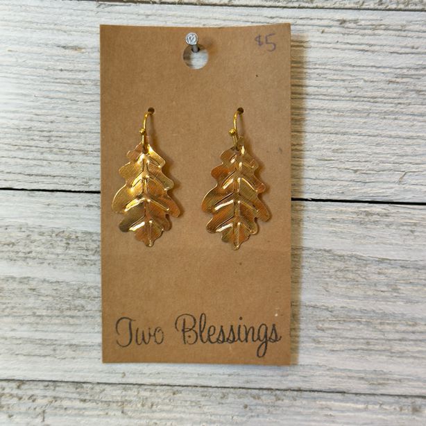 Two Blessings - Gold Leaf Earrings