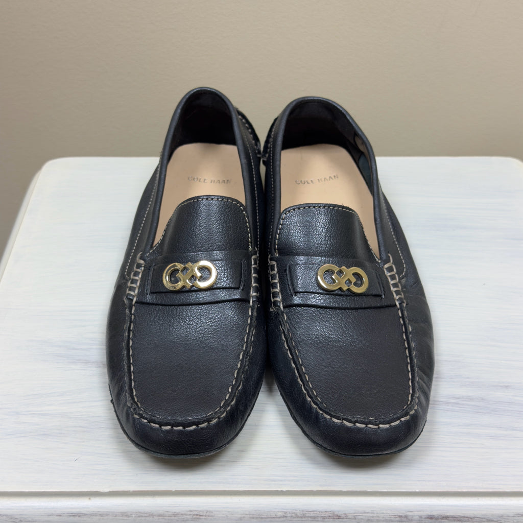 Cole Haan Black Shelby CH Logo II Mocassin Leather Loafer - Size 8 1/2