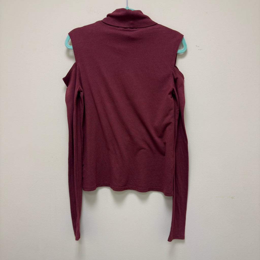 Pam & Gela Cold Shoulder Turtleneck Top - Size Medium