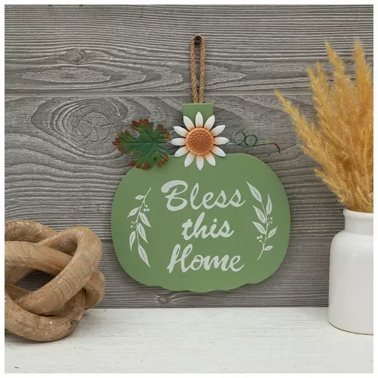 Bless This Home Pumpkin Wood Wall Decor