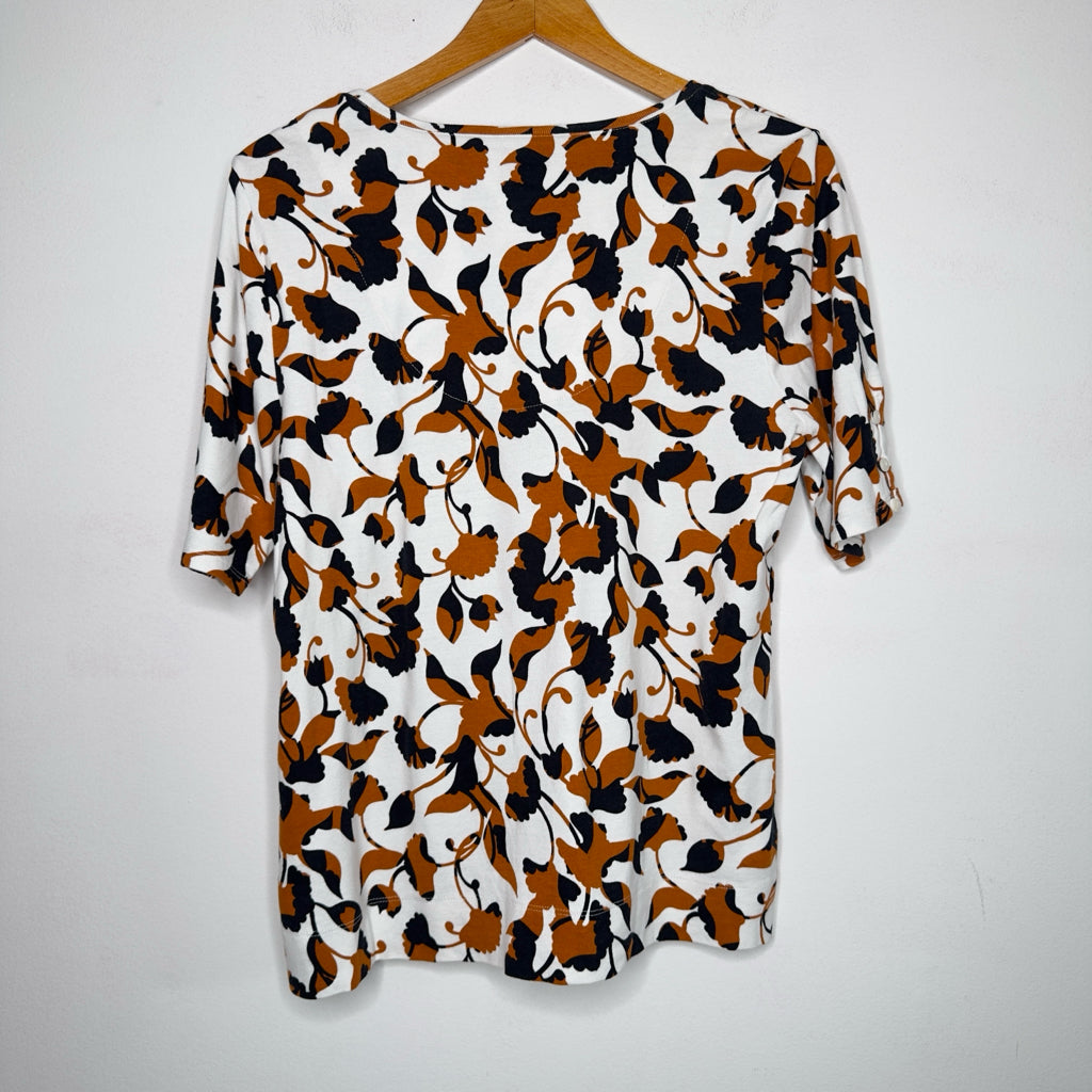 Chico's Alabaster Floral Everyday Cotton Tee - Size Large